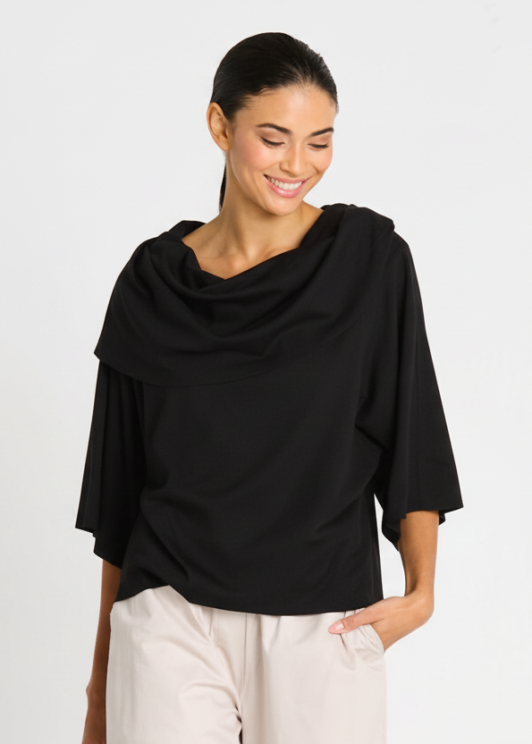 Pima Cotton Jackie O Top - Black