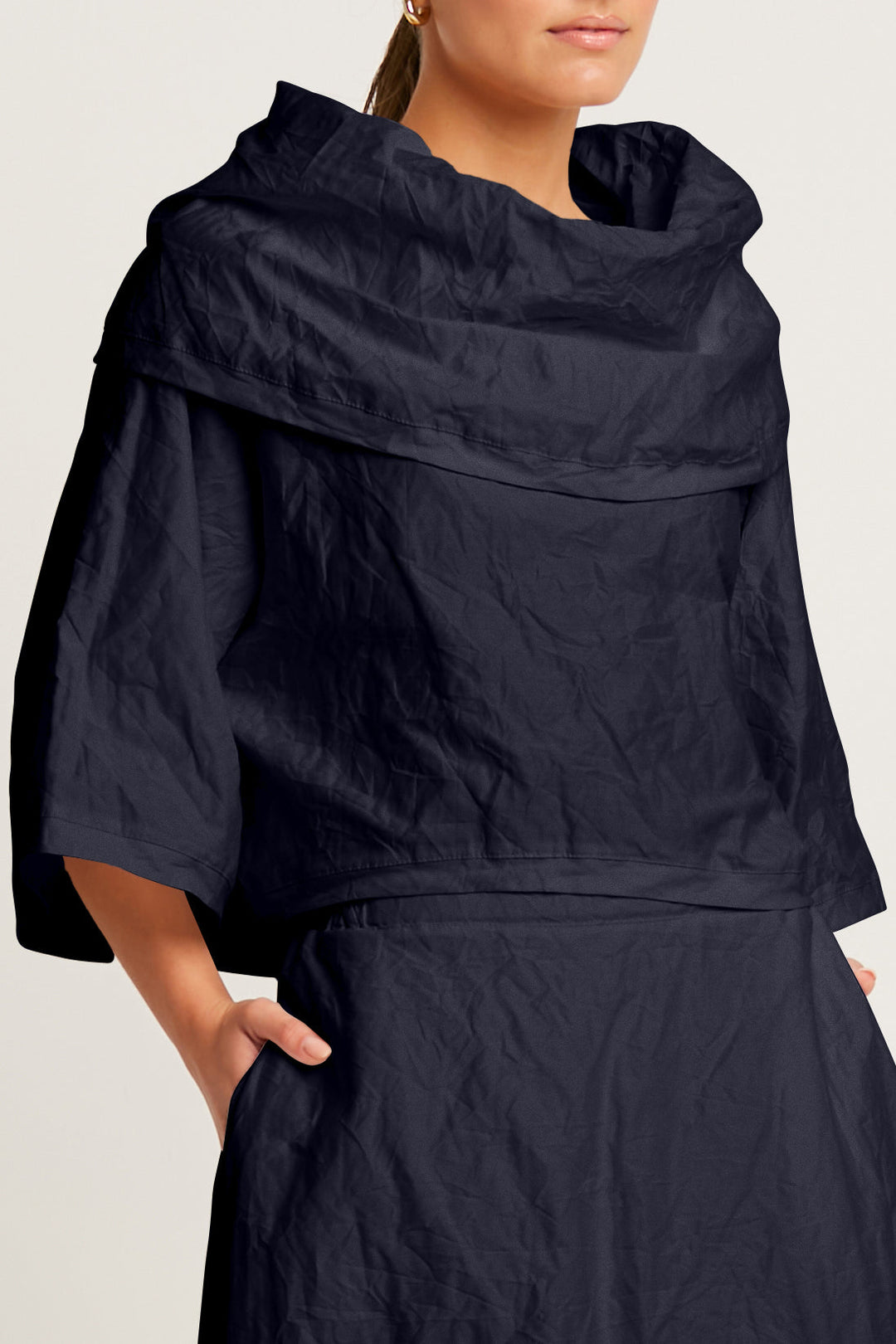 Crushed Nylon Jackie O Top - Midnight