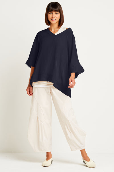 Washable Silk V Neck Fab Top