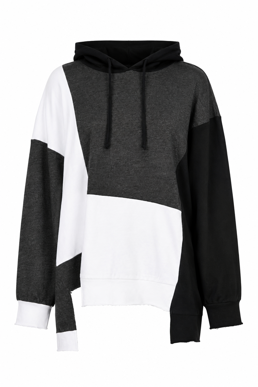 French Terry Patched Up Hoodie - Black/Asphalt/White
