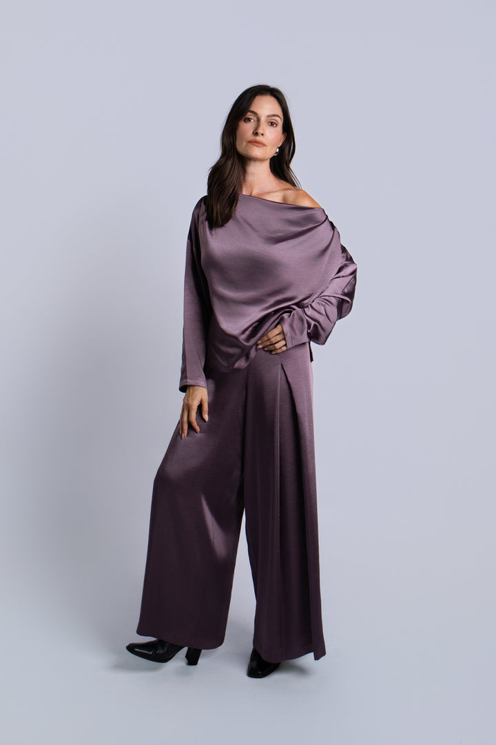Women's Sateen Single Pleat Pants in Amethyst by PLANET