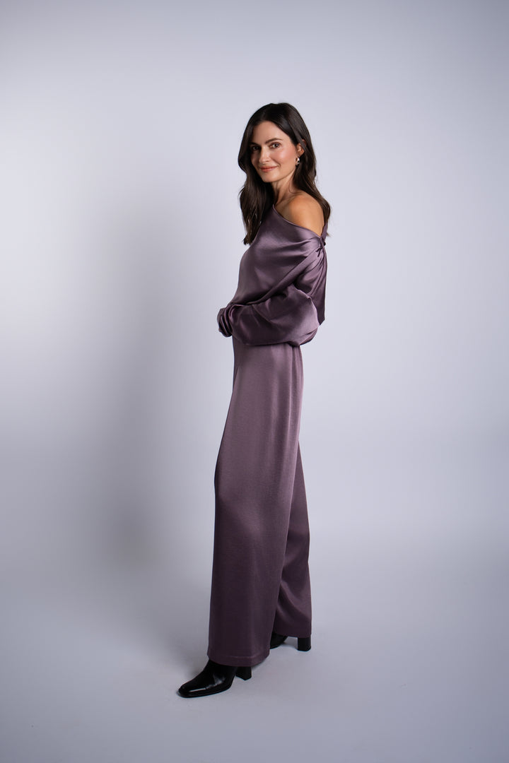 Women's Sateen Single Pleat Pants in Amethyst by PLANET, alternate view 2