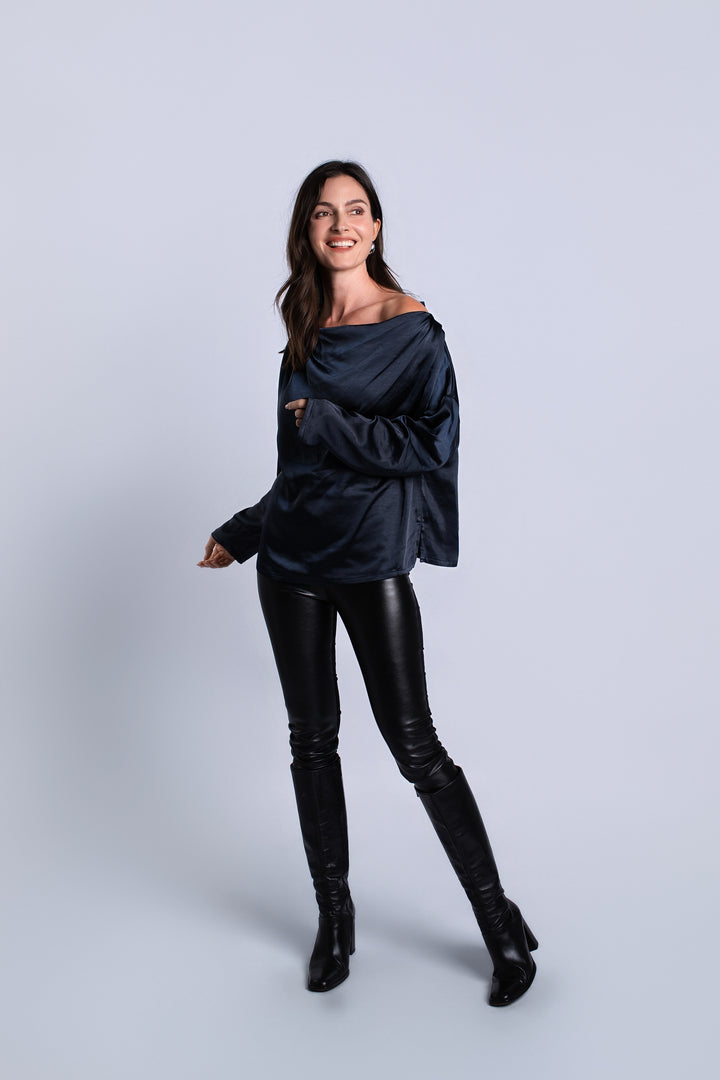 Women's Sateen Evening Tee in Midnight by PLANET, alternate view 4