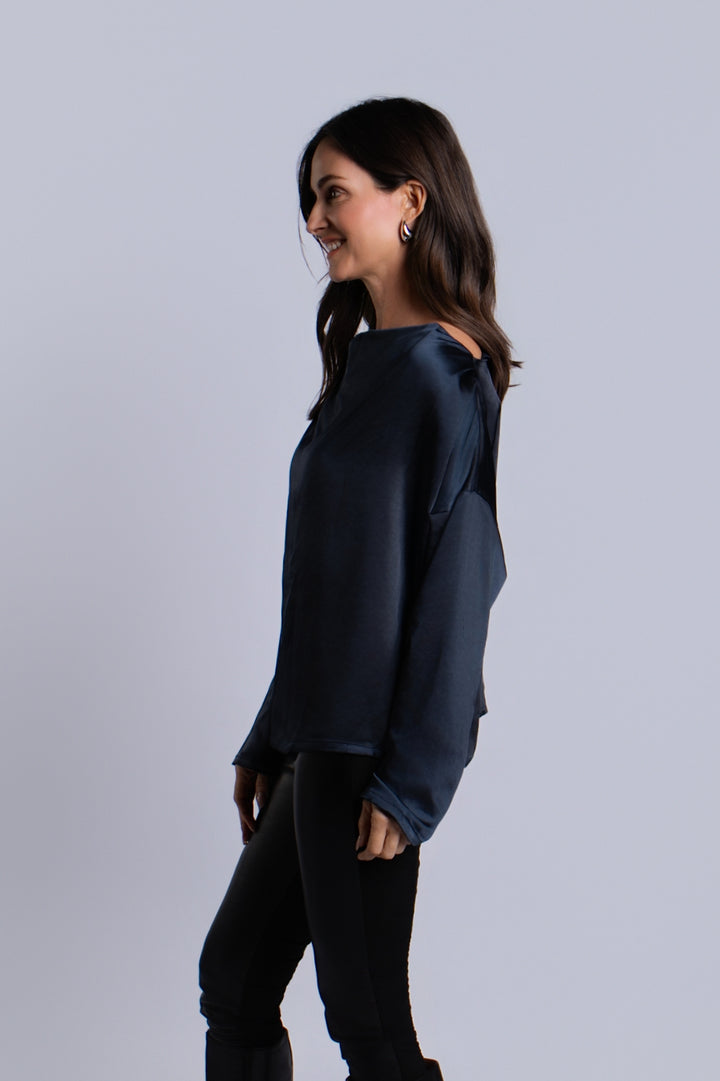 Women's Sateen Evening Tee in Midnight by PLANET, alternate view 2