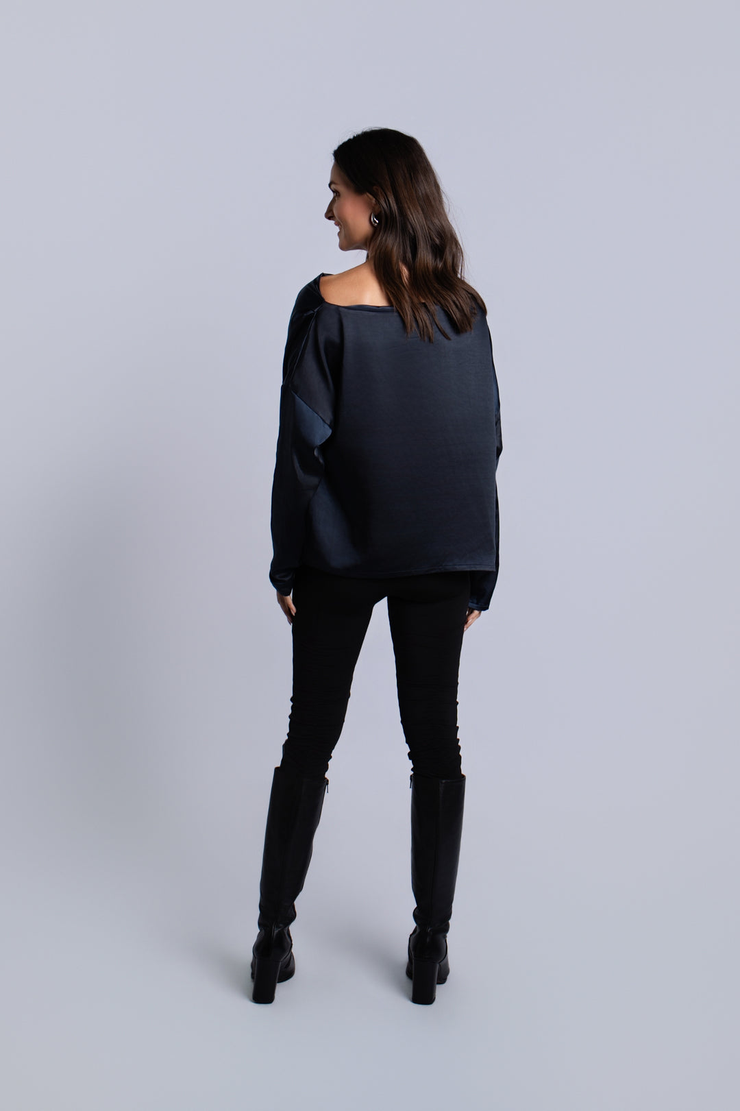 Women's Sateen Evening Tee in Midnight by PLANET, alternate view 3