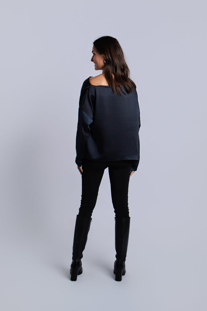 Women's Sateen Evening Tee in Midnight by PLANET, alternate view 3