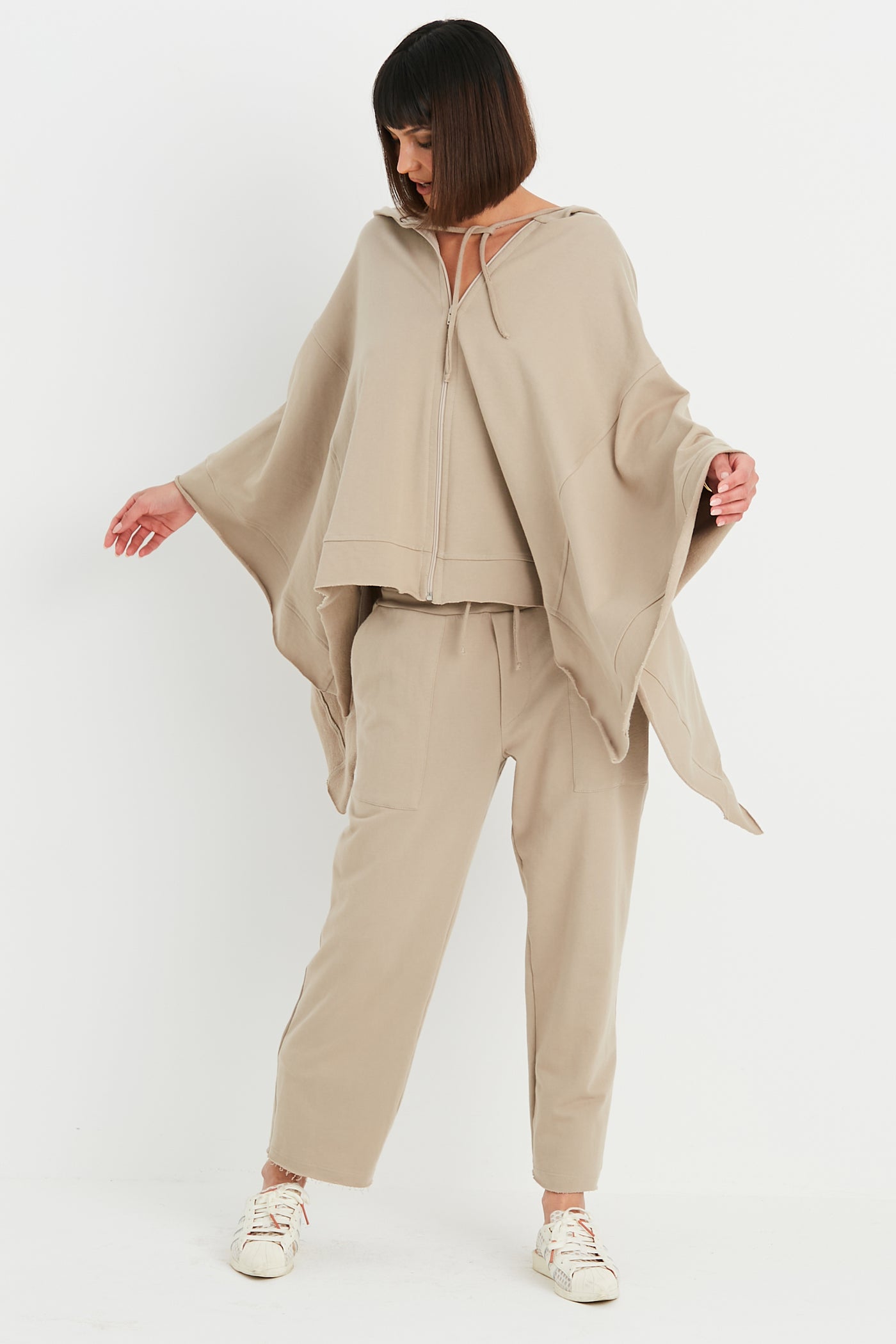 French Terry Zipped Up Poncho