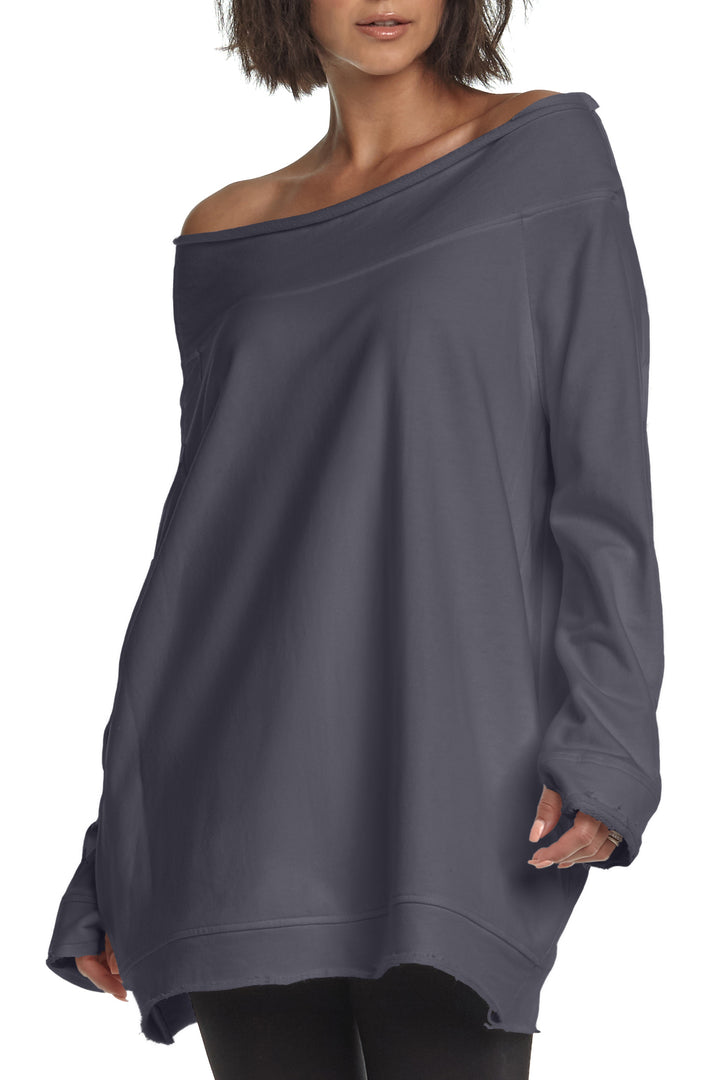 French Terry Off the Shoulder Tunic