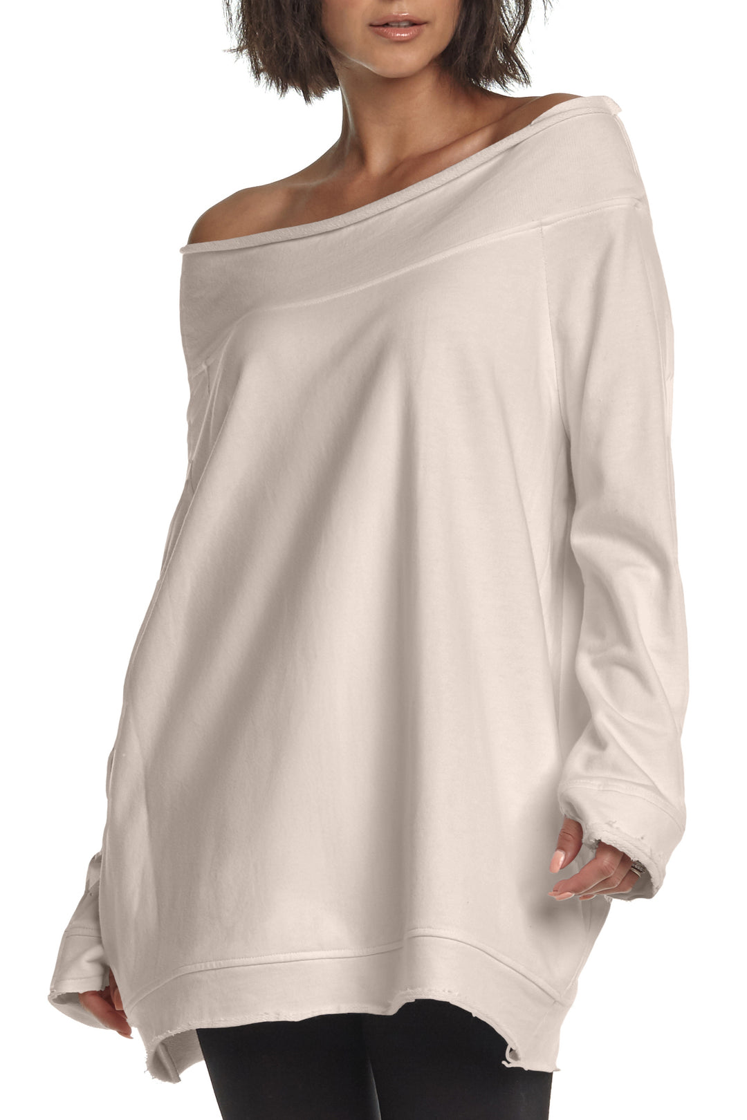 French Terry Off the Shoulder Tunic