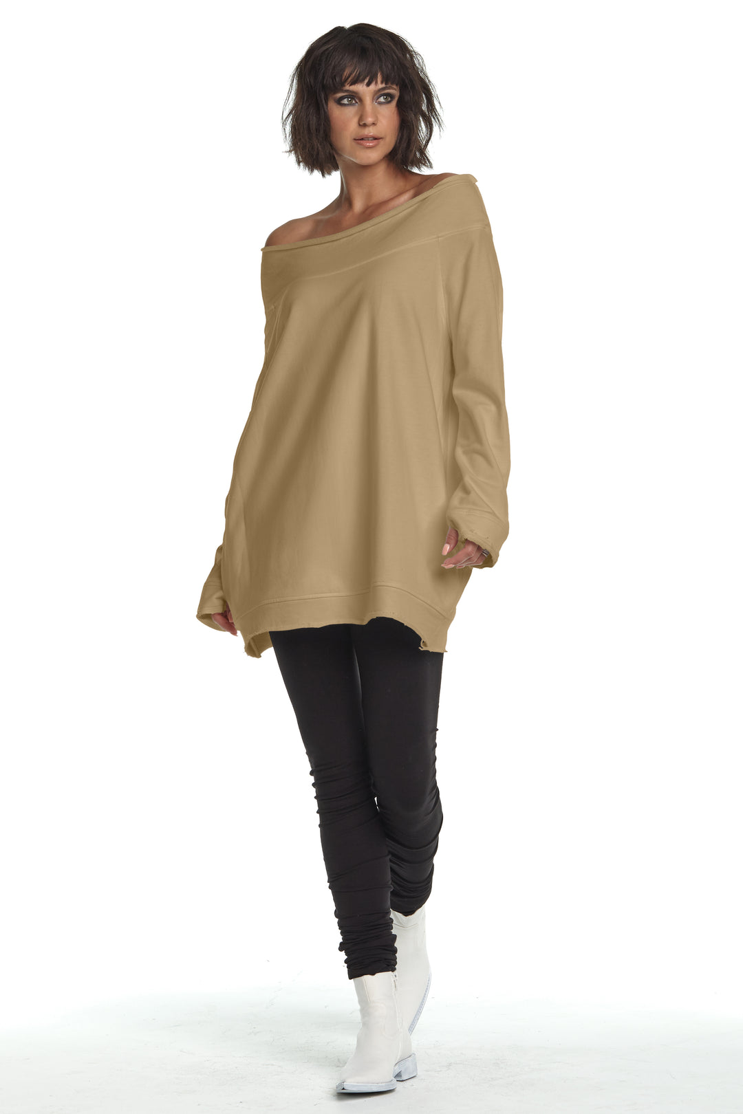 French Terry Off the Shoulder Tunic