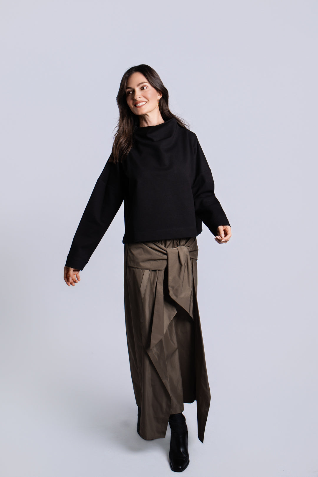 Women's Nylon Wrap Skirt in Turtle by PLANET, alternate view 4