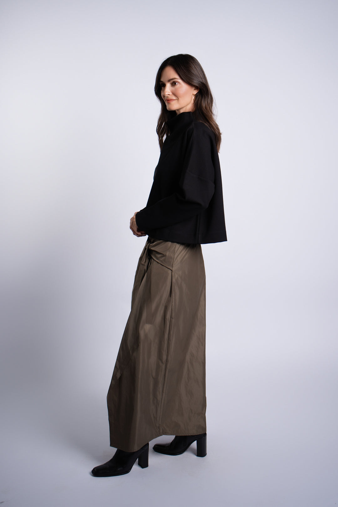 Women's Nylon Wrap Skirt in Turtle by PLANET, alternate view 5