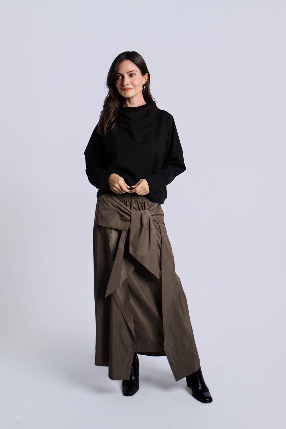 Women's Nylon Wrap Skirt in Turtle by PLANET, alternate view 2