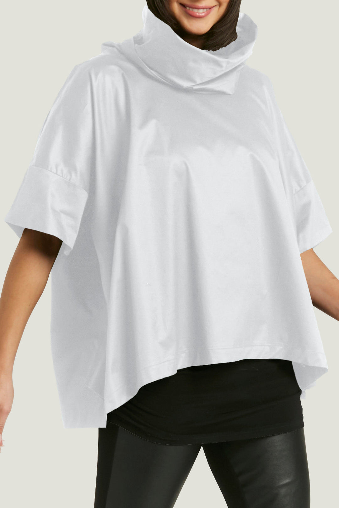 Cotton New Cowl Neck Top - White