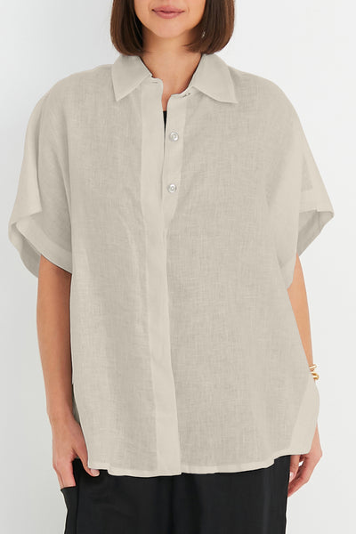 Handkerchief Linen Button-Up Shirt
