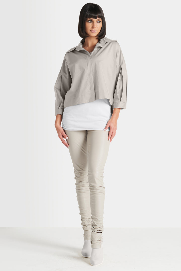 Cotton Pleat Sleeve Shirt