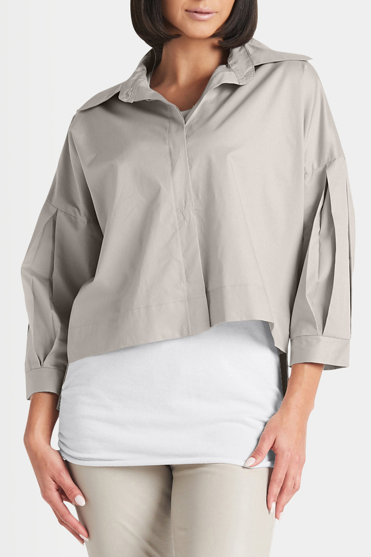 Cotton Pleat Sleeve Shirt