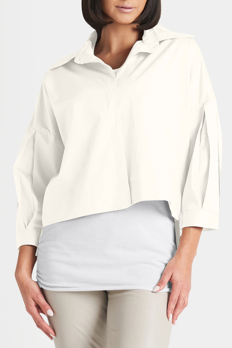 Cotton Pleat Sleeve Shirt