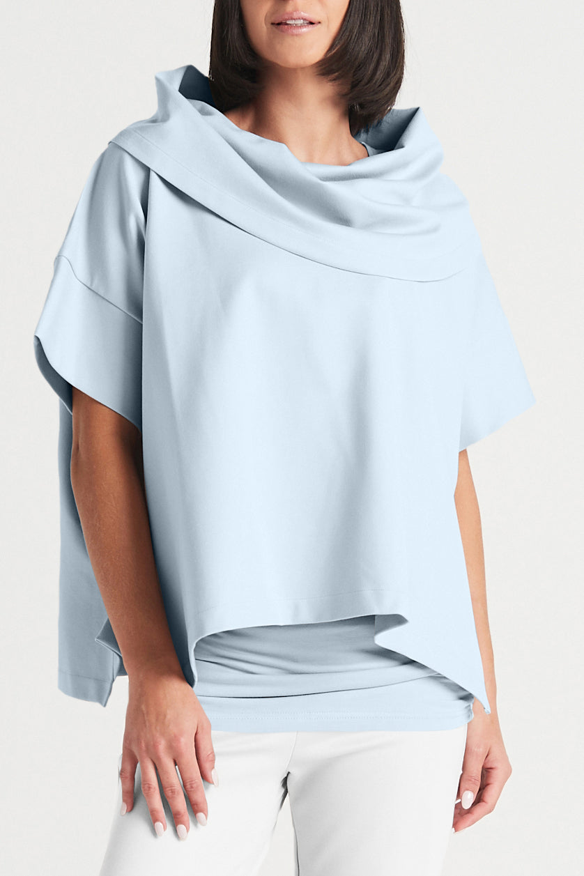 Scuba Drape Neck Top - Sky