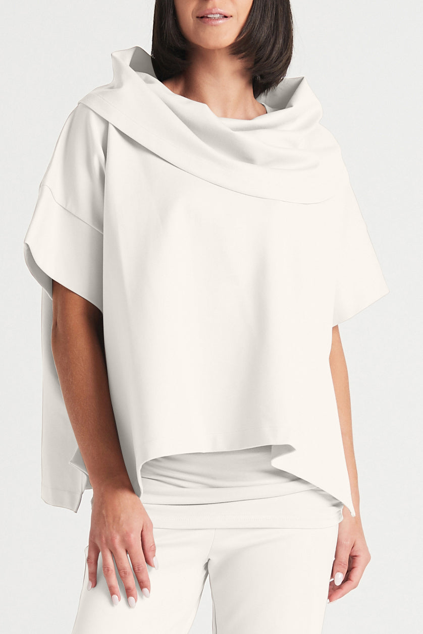 Scuba Drape Neck Top - Vanilla