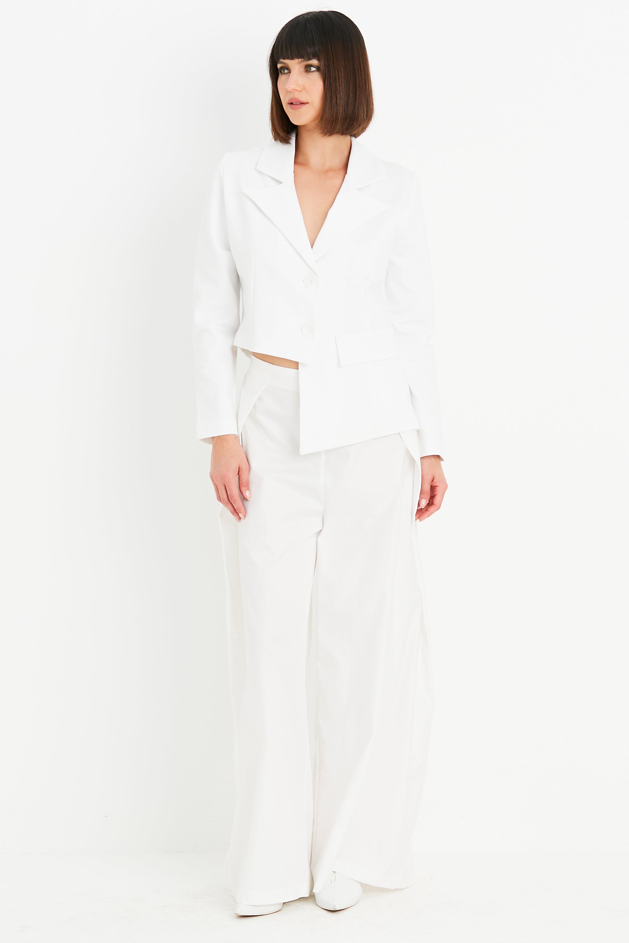 Scuba Cropped Asymmetrical Blazer – PLANET by Lauren G