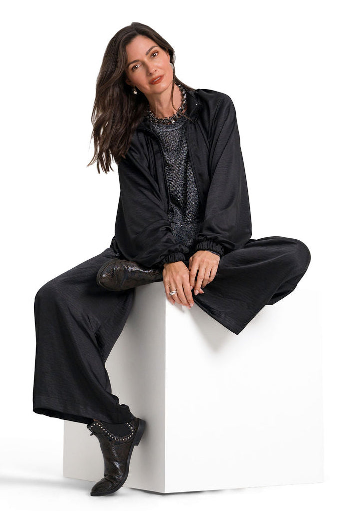 Sateen Evening Bomber - Black