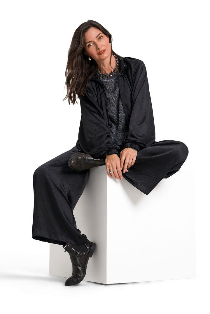 Pima Cotton Metallic Mini Seed Stitch - Black/Silver