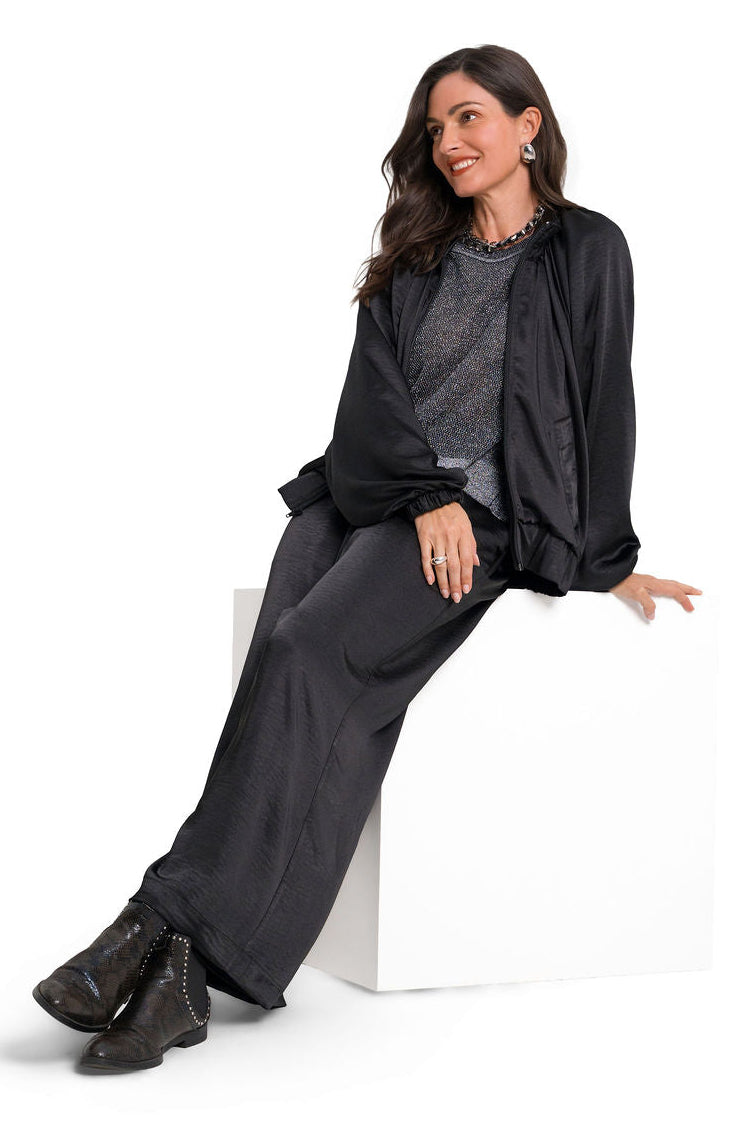 Sateen Evening Bomber - Black