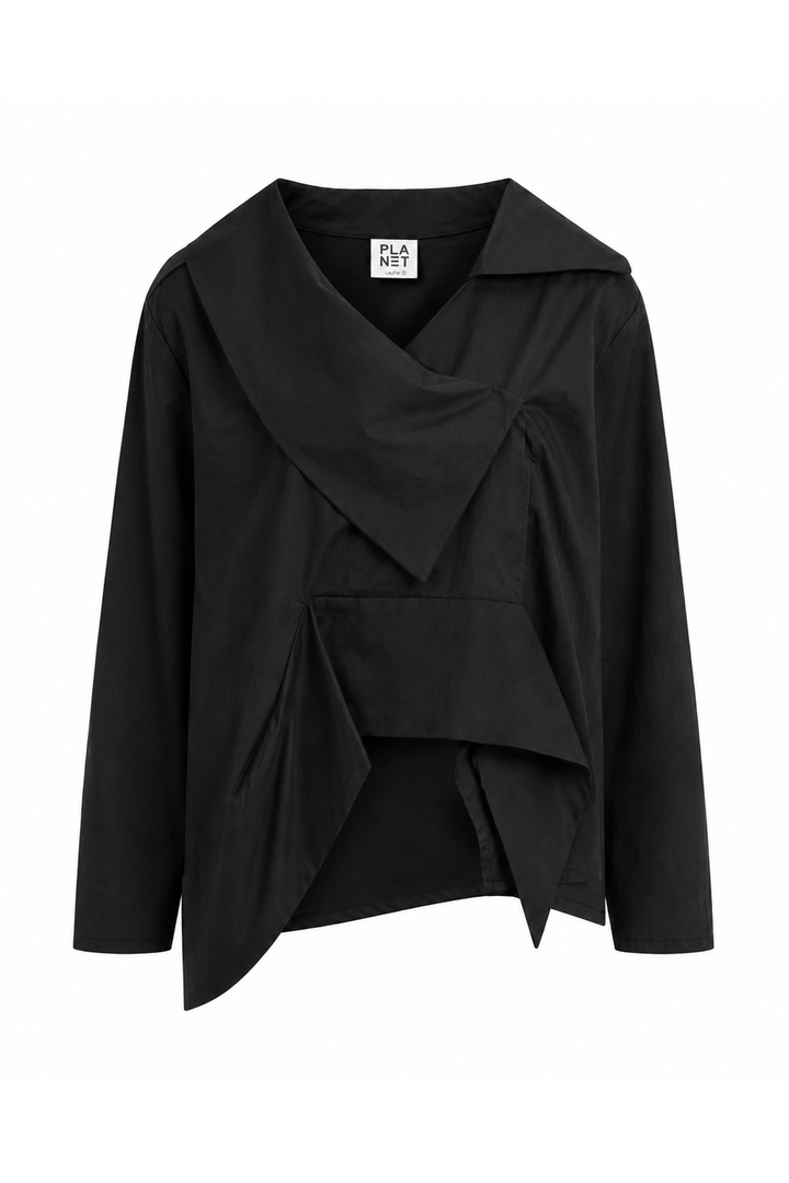 Cotton Origami Shirt - Black