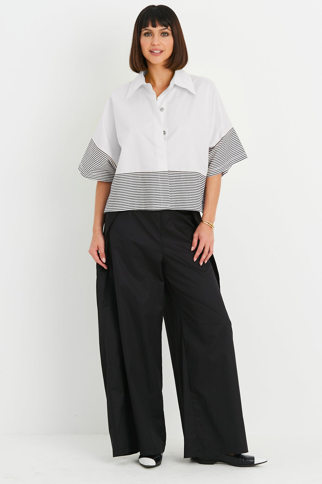 Cotton Campy Shirt - White/Stripe