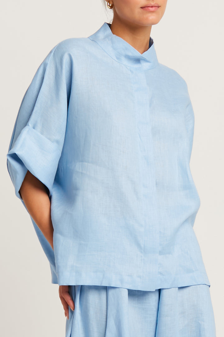 Handkerchief Linen Mandarin Shirt