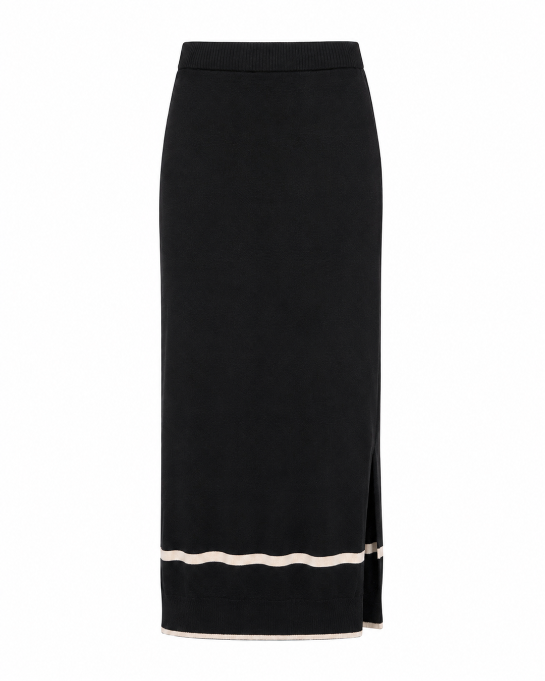 Pima Cotton Borderline Skirt - Black/Vanilla