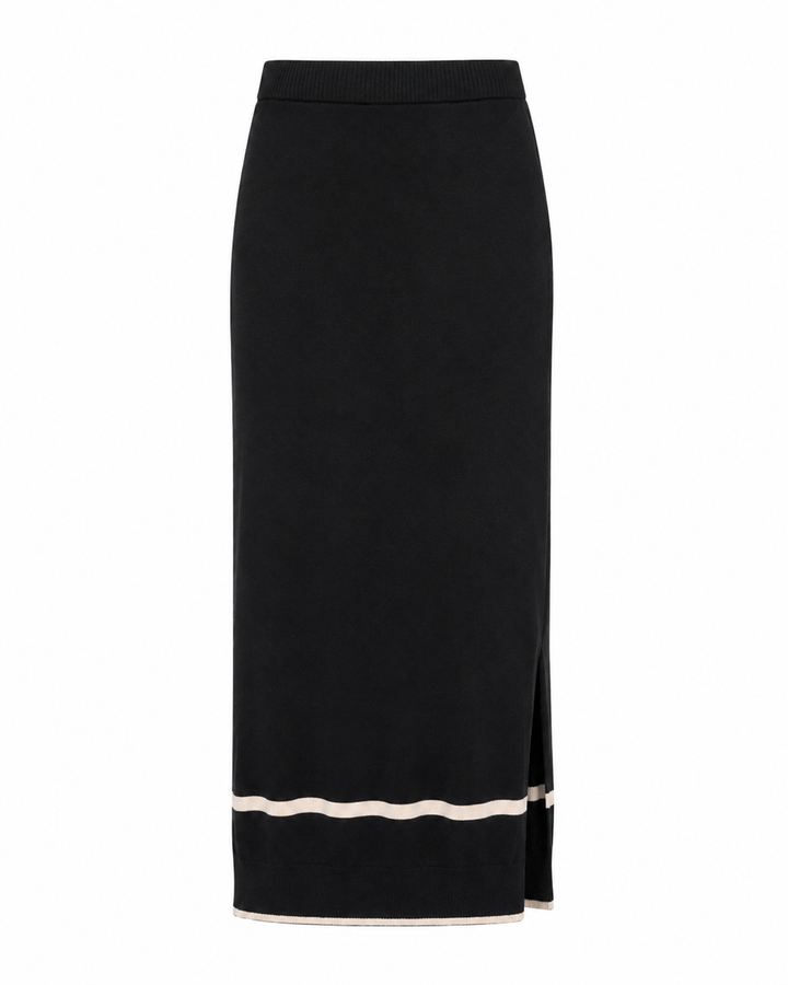 Pima Cotton Borderline Skirt - Black/Vanilla