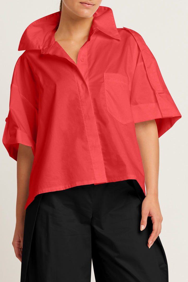 Cotton Tab Sleeve Shirt