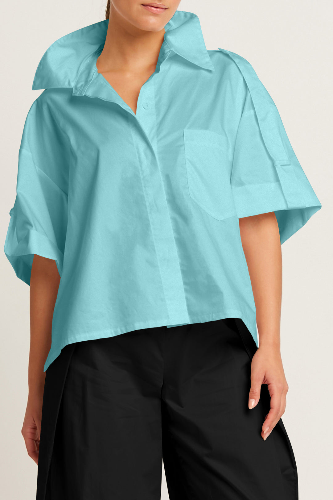 Cotton Tab Sleeve Shirt