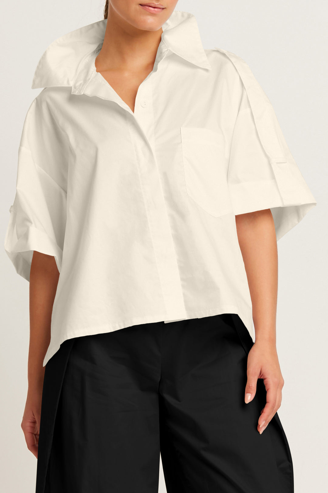 Cotton Tab Sleeve Shirt