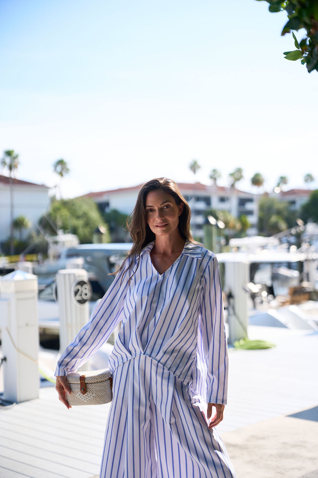 Cotton Half Moon Shirt - Nautical Stripe
