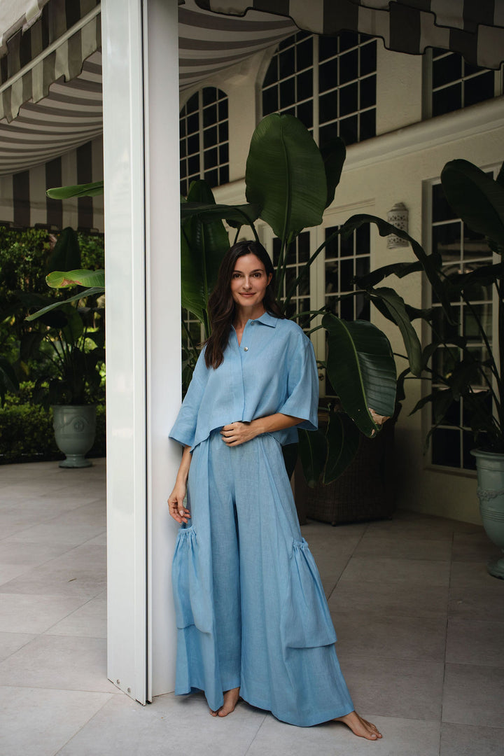 Linen Big Pocket Pants - Chambray