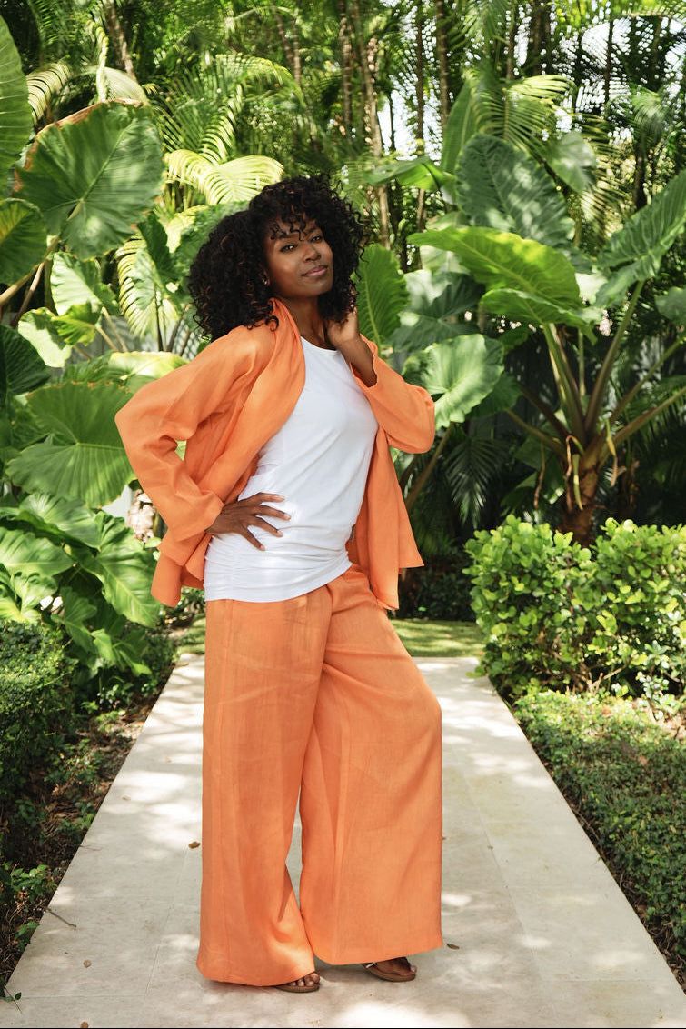 Linen Perfect Duster - Orange