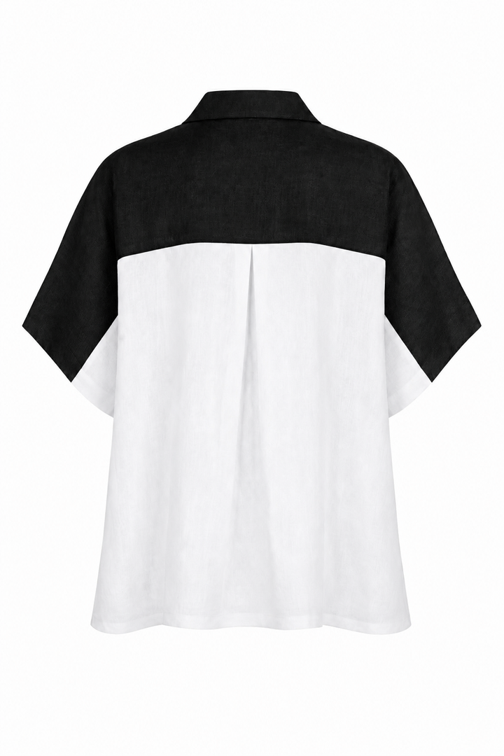 Linen Retro Shirt - Black/White