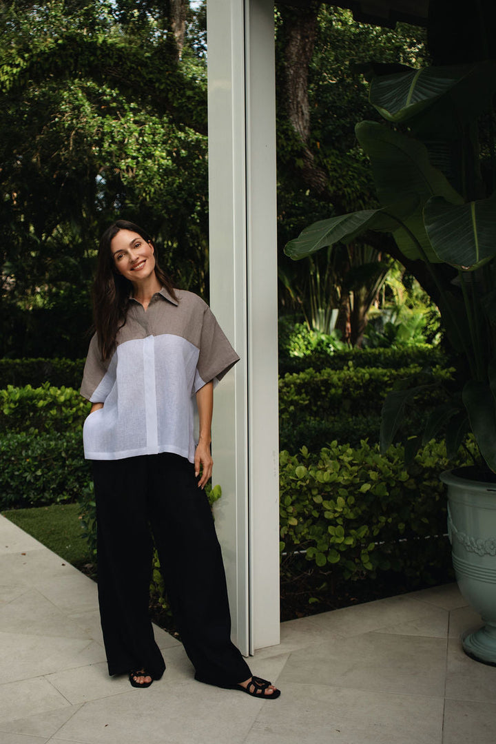 Linen Wide Leg Pants - Black