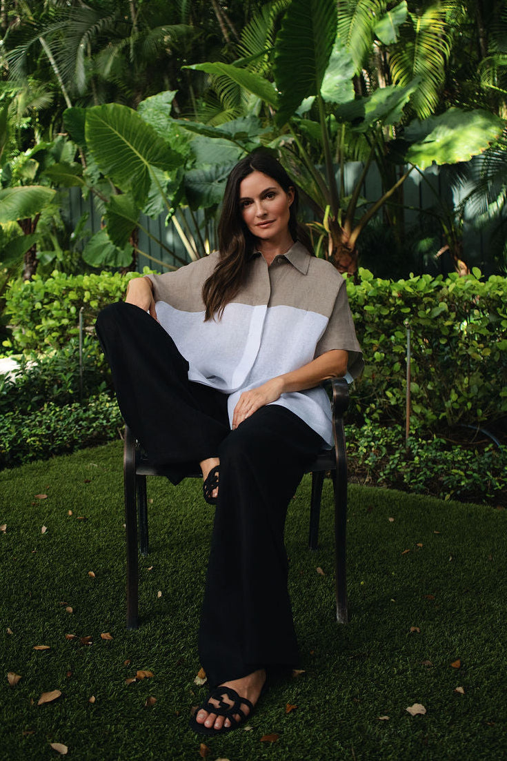 Linen Wide Leg Pants - Black