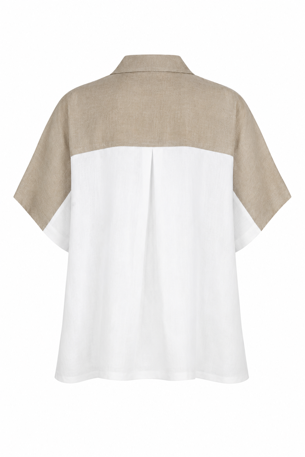 Linen Retro Shirt - Fawn/White