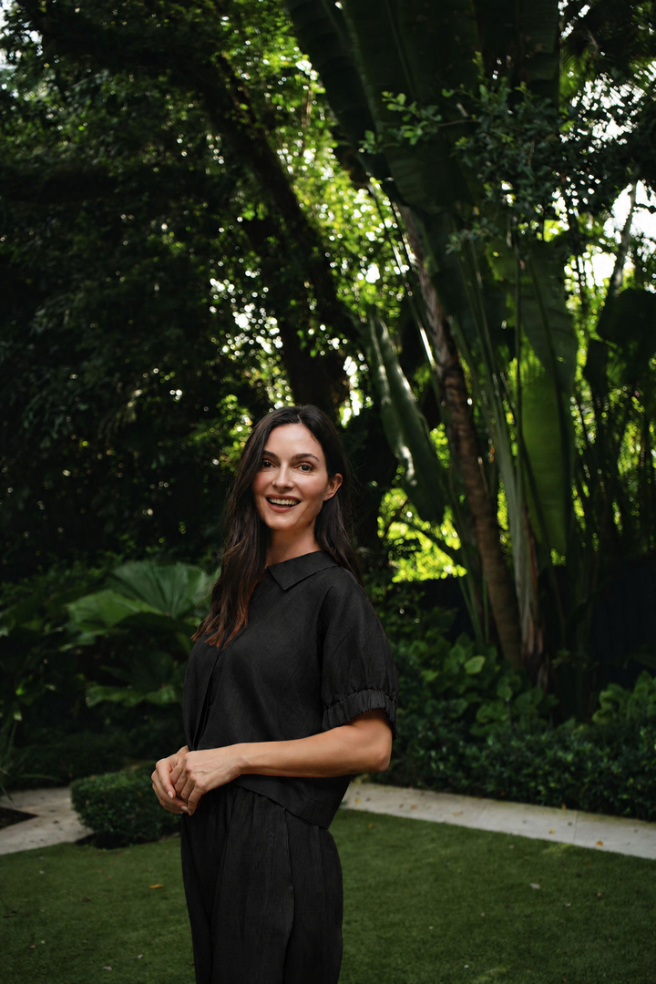 Linen Everyday Crop - Black
