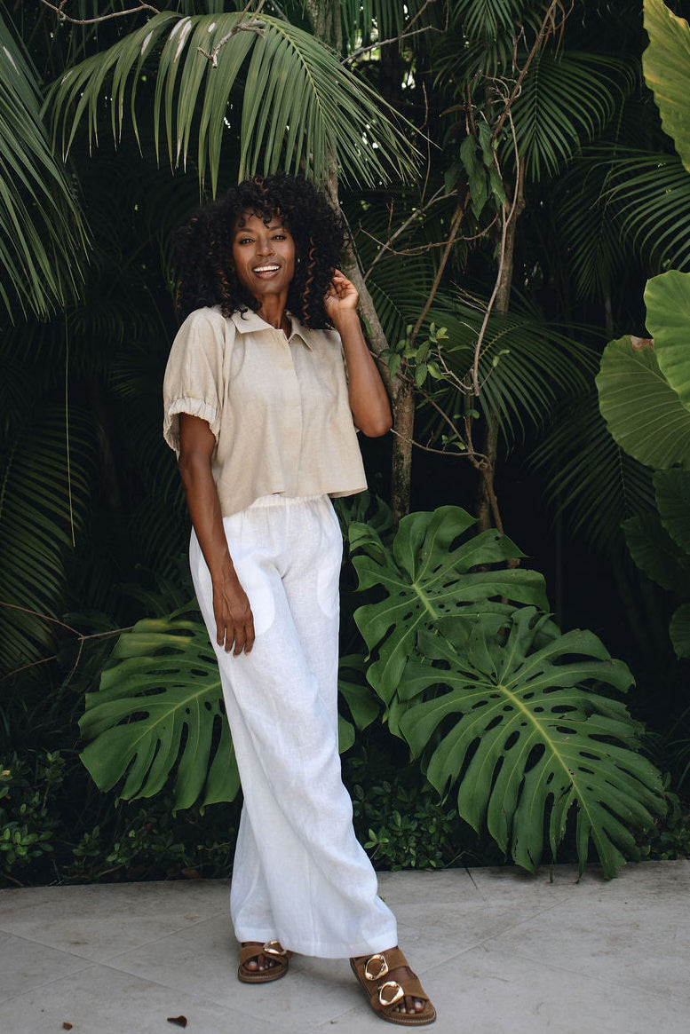 Linen Everyday Crop - Fawn