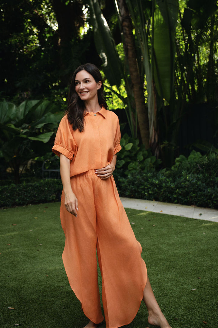 Linen Petal Pants - Orange