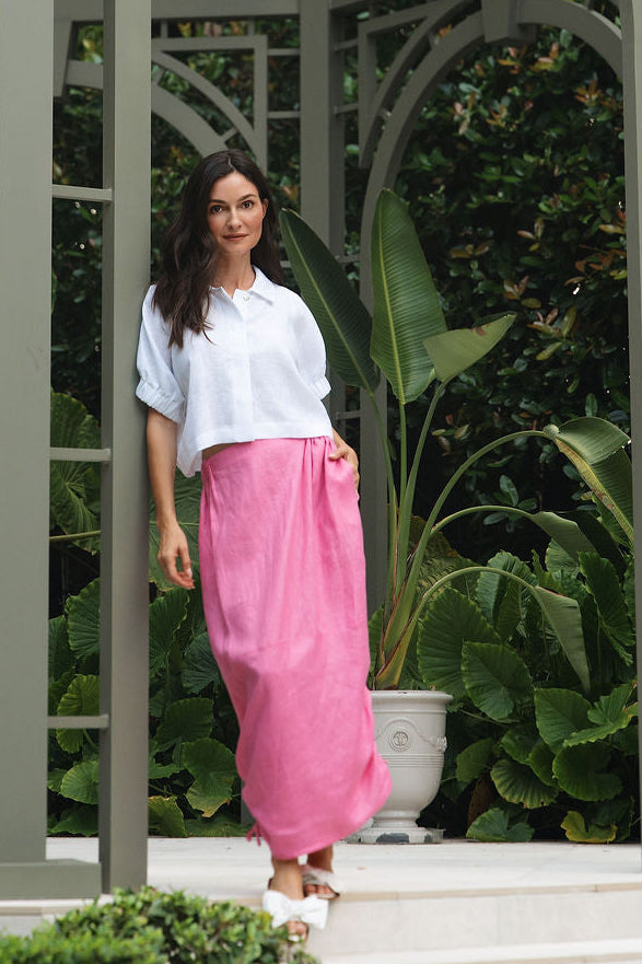 Linen Everyday Crop - White