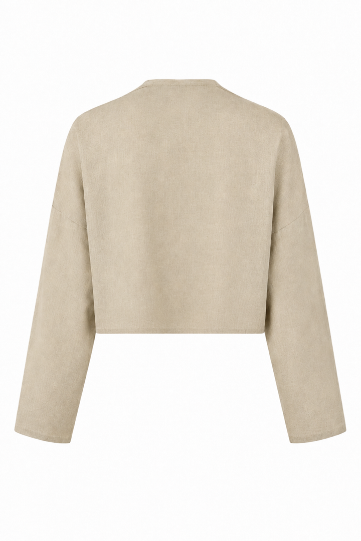 Linen Asymmetrical Bolero - Fawn