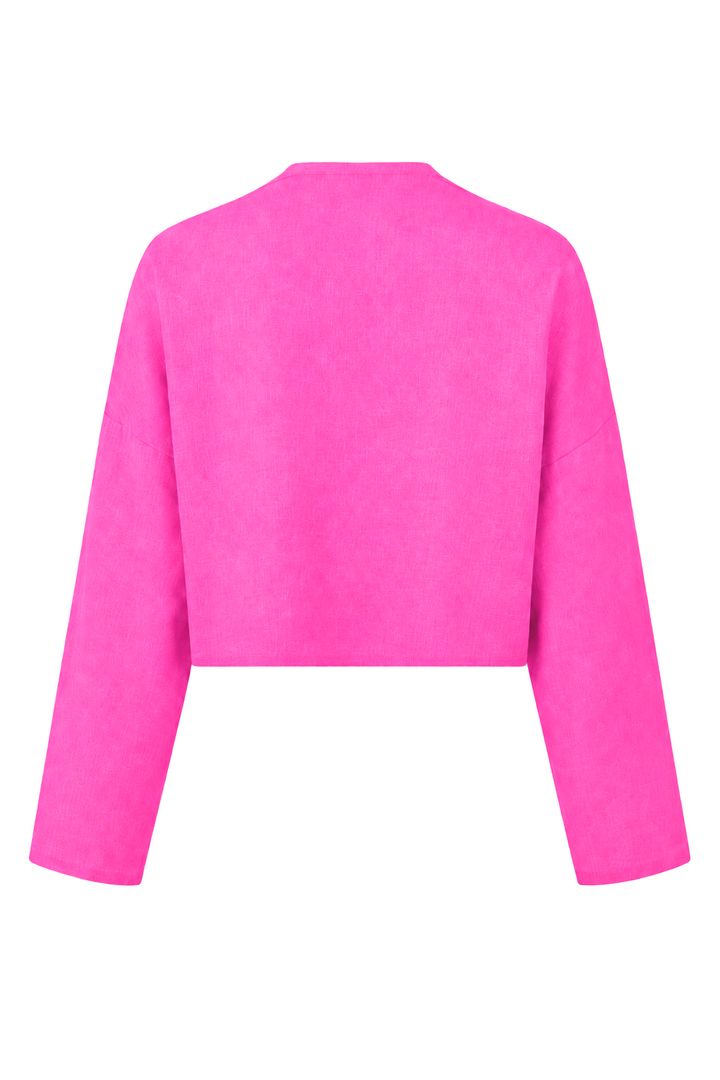 Linen Asymmetrical Bolero - Fuchsia