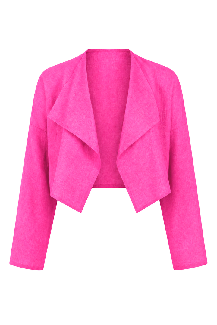 Linen Asymmetrical Bolero - Fuchsia